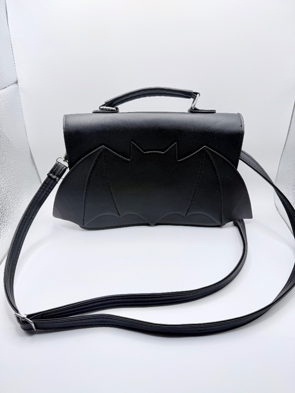 Gothic Black Bat Wing Flap Top Handle Satchel Crossbody Purse Small Halloween